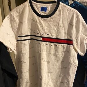 Tommy Hilfiger White and Red Signature Tee